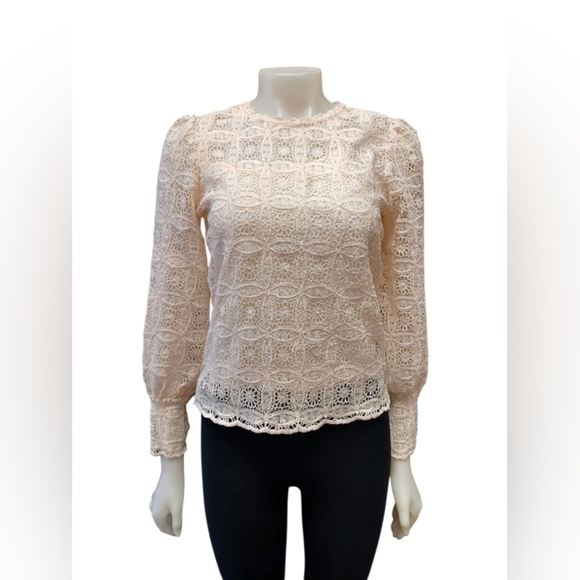 Ricki's Tops - Ricki’s NWT Lace Puff Long Sleeve Top Creme Lacey Size XS